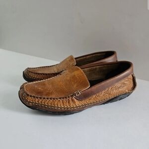 L.L BEAN  mens size 7.5 shoes brown leather slip on comfort loafers RN 71341